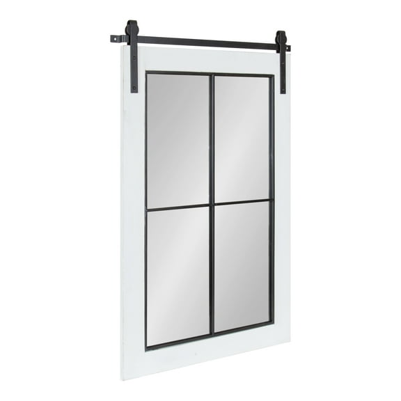 Kate and Laurel Cates Windowpane Framed Wall Mirror, White 22x37