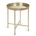 thumbnail image 1 of Kate and Laurel Celia 18-Inch Round Metal Foldable Mirror Tray Accent Table, Gold, 1 of 3