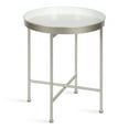 thumbnail image 1 of Kate and Laurel Celia Glam Round Side Table, 18.25 x 18.25 x 22, White and Silver, Modern Minimalist Accent Table for Storage and Display, 1 of 7