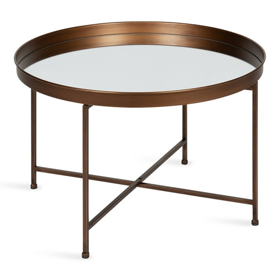 Kate and Laurel Celia Modern Coffee Table, 28 x 28 x 19, Bronze, Glamorous Folding Metal Table For Storage and Display