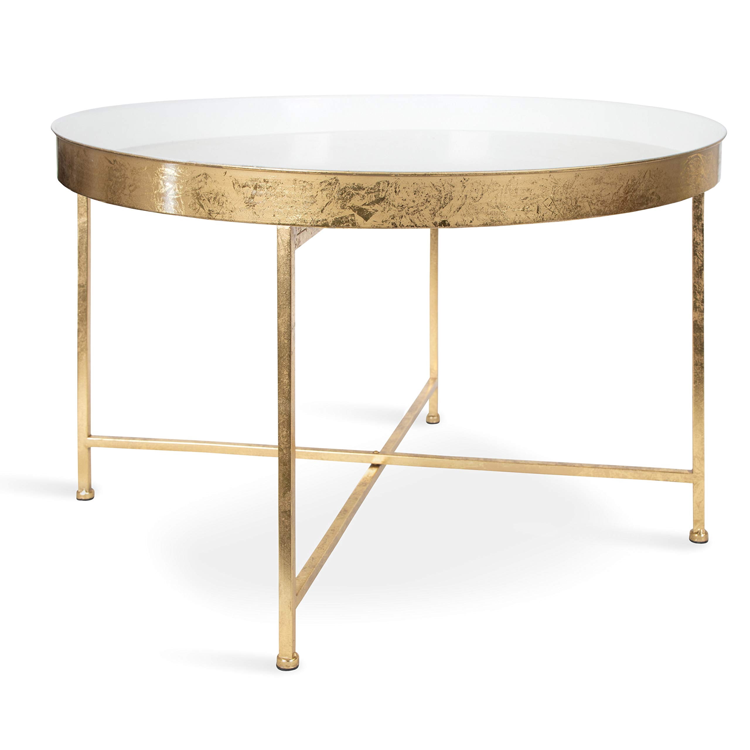 Kate and Laurel Celia Modern Glam Round Metal Coffee Table, 28.25" x 28
