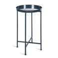 thumbnail image 1 of Kate and Laurel Celia Round Metal Foldable Accent Table with Mirror Tray Top, Navy Blue, 1 of 5