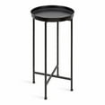 thumbnail image 1 of Kate and Laurel Celia Round Metal Foldable Accent Table with Tray Top, Black, 1 of 6