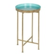 thumbnail image 1 of Kate and Laurel Celia Round Metal Foldable Tray Accent Table, Light Teal and Gold, 1 of 3