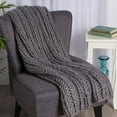 thumbnail image 1 of kate and laurel chunky knit throw blanket, soft gray, 1 of 7