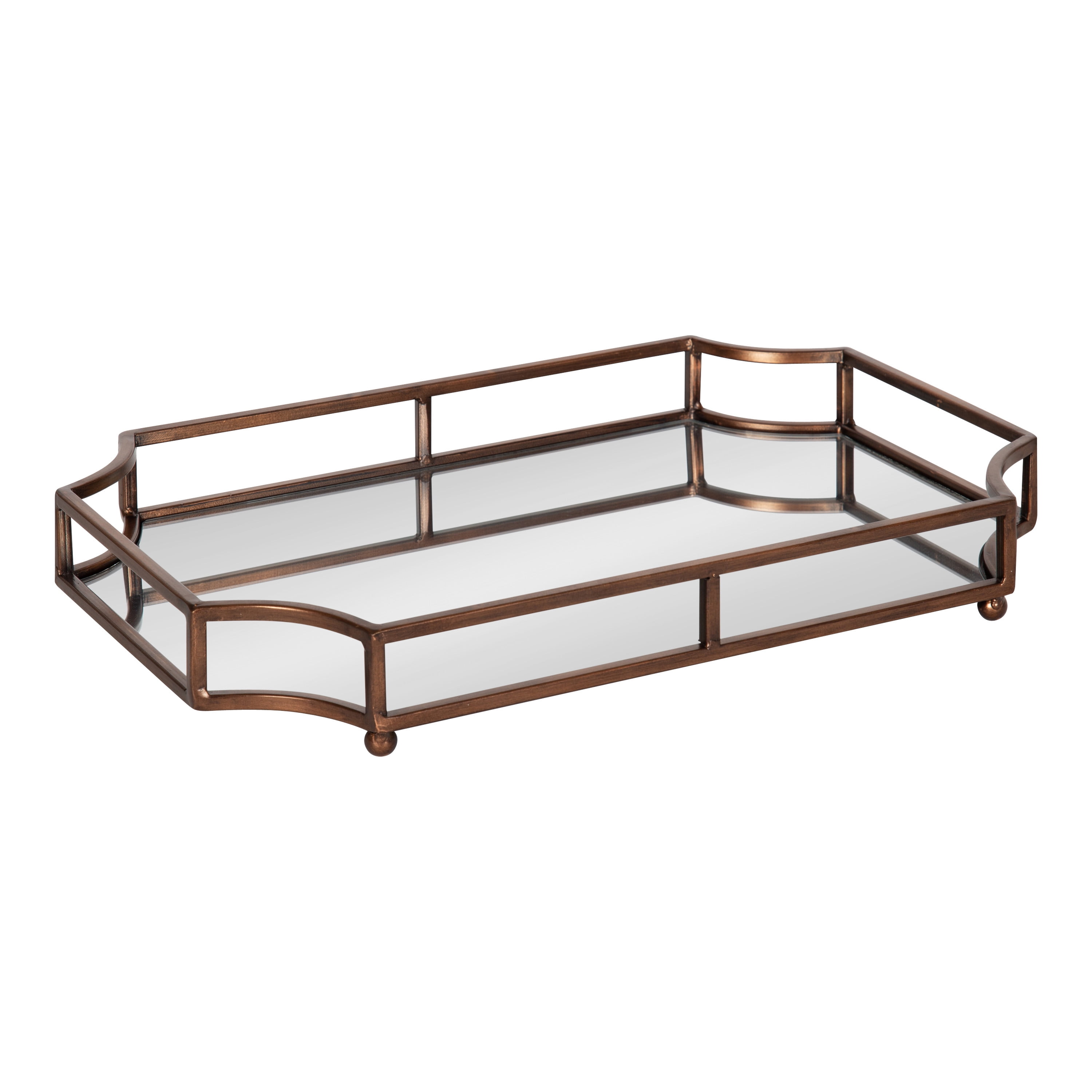 Bronze Scalloped Rectangular Glass Decorative Tray
