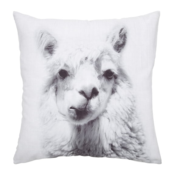 Kate and Laurel Como Decorative Alpaca Print Square Throw Pillow Cover, 18x18, White