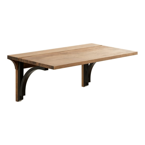 Kate and Laurel Corblynd Wood Wall Mounted Desk, Rustic Brown/Black 30x12x16