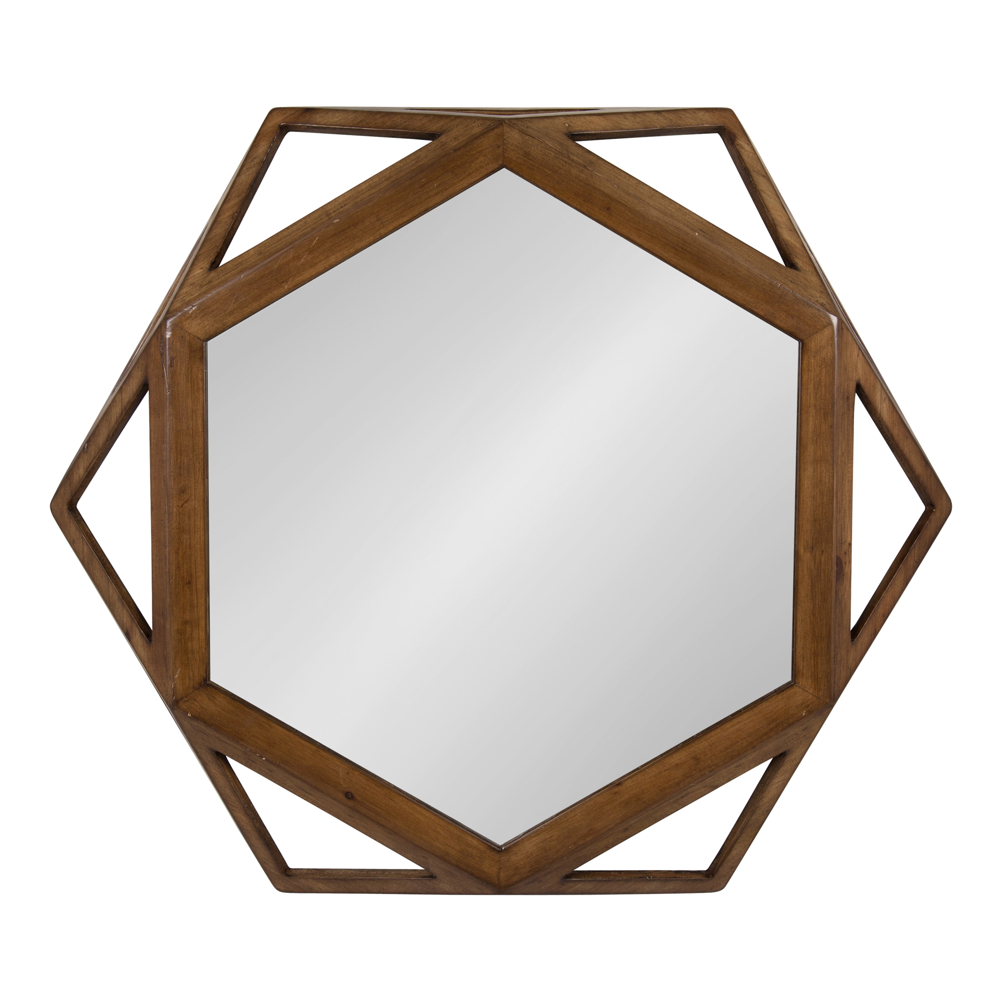 Hexagon Full Length Wood Framed Wall Mirror