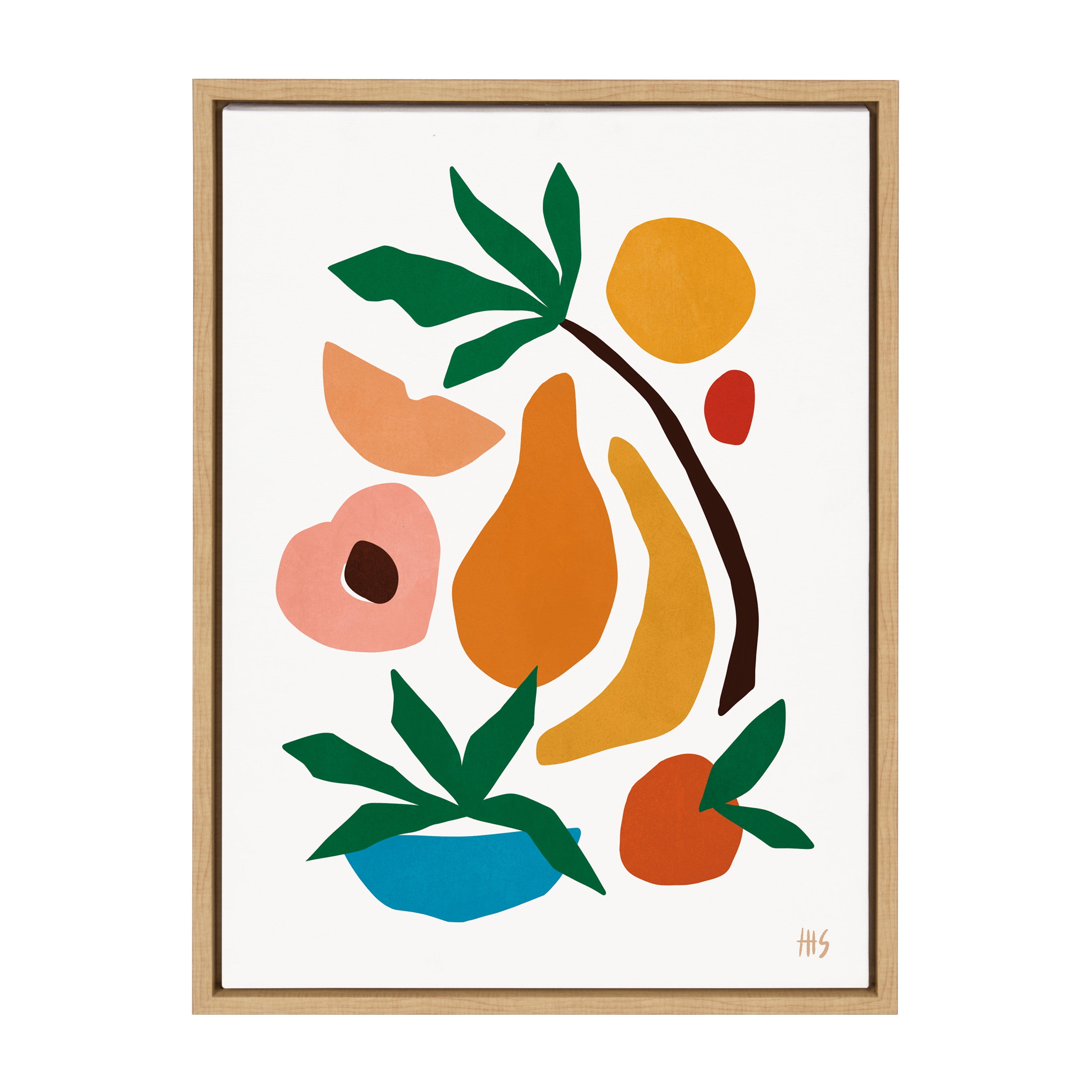 Fruit Fiesta Abstract Tropical Canvas Print with Natural Frame, 18x24