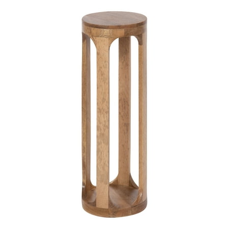 Kate and Laurel Dahl Wood Round Drink Table, 8 x 23, Natural Brown, Transitional Boho Accent Table
