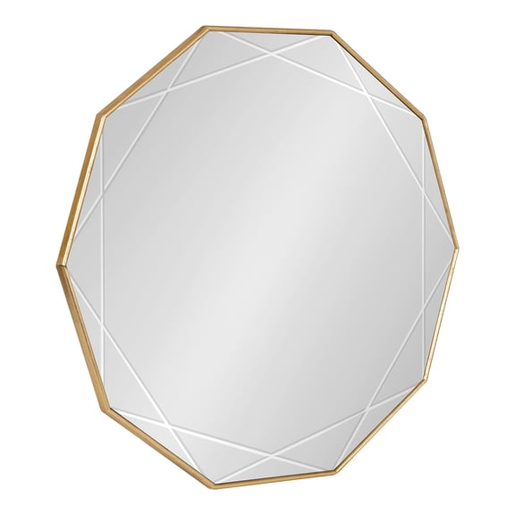 Kate and Laurel Deka Modern Geometric Wall Mirror, 25 x26, Gold, Decorative Etched Mirror for Wall with Sunburst Shape and Glamorous Finish