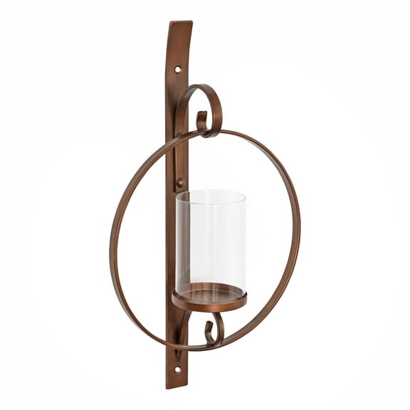 Kate and Laurel Doria Transitional Metal Wall Sconce, 12 x 22, Bronze, Chic Sconce and Candle Holder for Wall