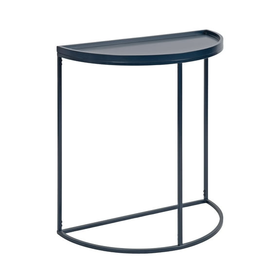 Kate and Laurel Dorrah Modern Round Console Table, 28 x 14 x 30, Navy Blue, Coastal Half-Circle Entryway Table for Storage, Organization, and Display