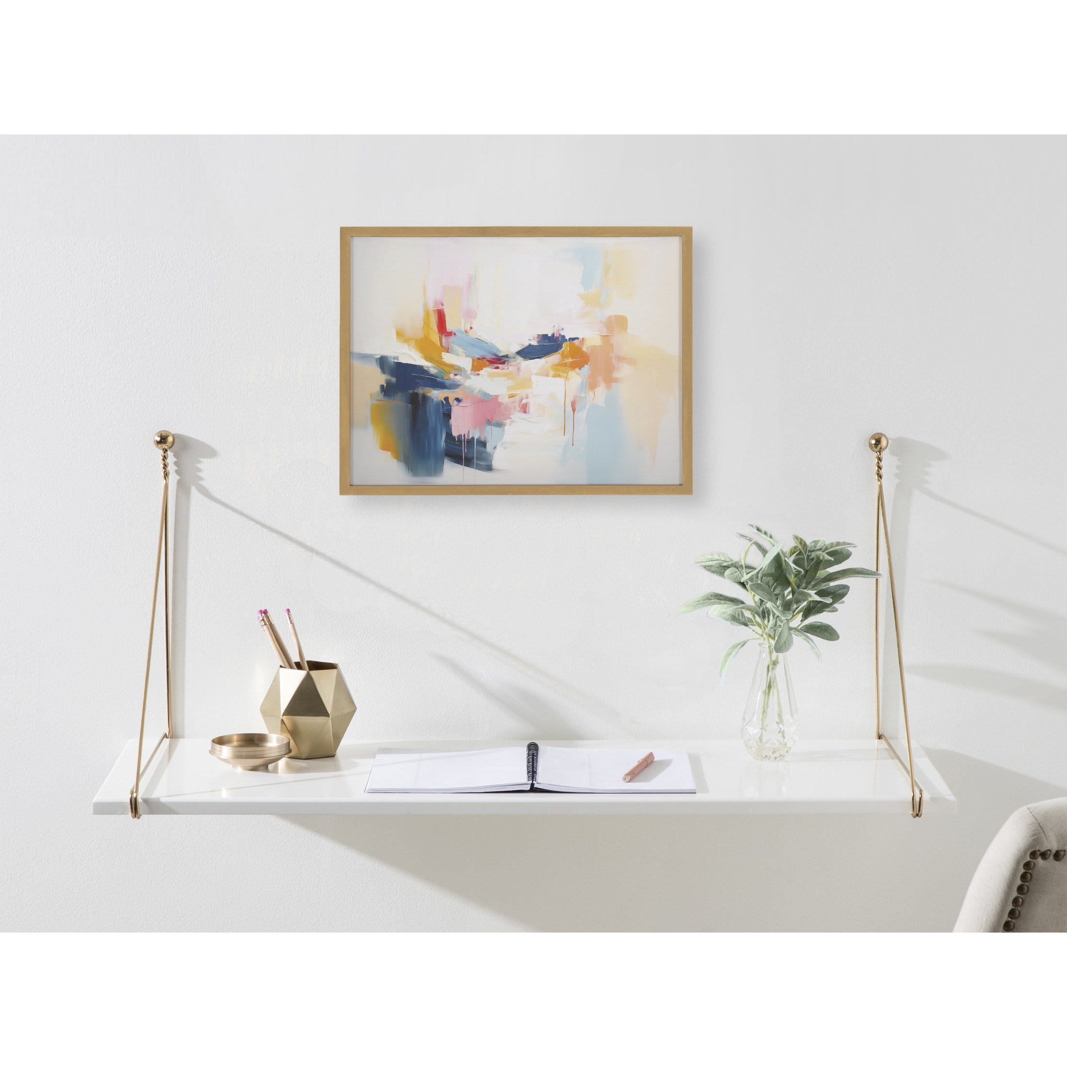 Elegant Coastal Beach Abstract Print in Gold Frame, 16 x 12