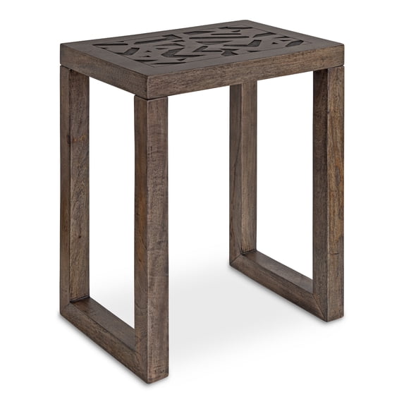 Kate and Laurel Elyria Bohemian Engraved Side Table, 20 x 14 x 26, Gray, Modern Side Table for Storage and Display