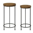 thumbnail image 1 of Kate and Laurel Espada Rustic Round End Table, Set Of 2, Rustic Wood And Black Metal Frame, Farmhouse-Inspired Home Accent, 1 of 6