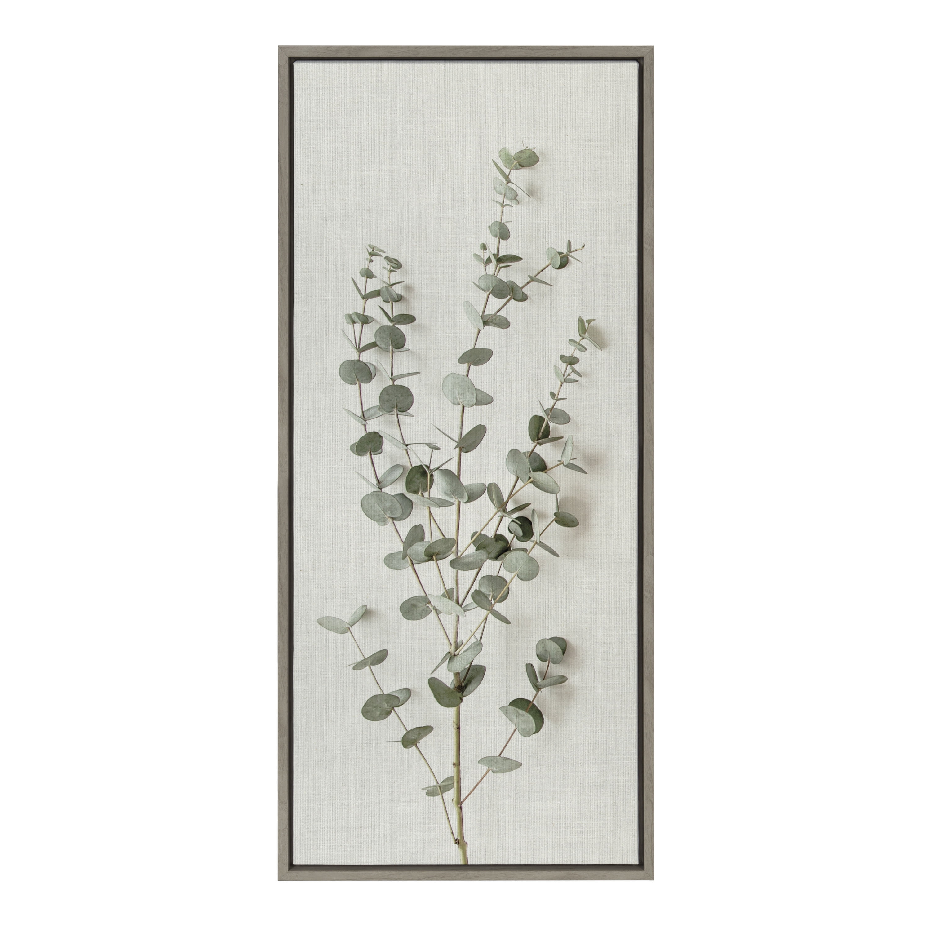 Gray Framed Eucalyptus Botanical Canvas Wall Art, 18" x 40"