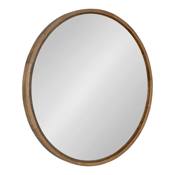 Kate and Laurel Evans Mid-Century Round Wood Framed Wall Mirror, 30 x 30, Rustic Brown, Decorative Modern Mirror for Wall