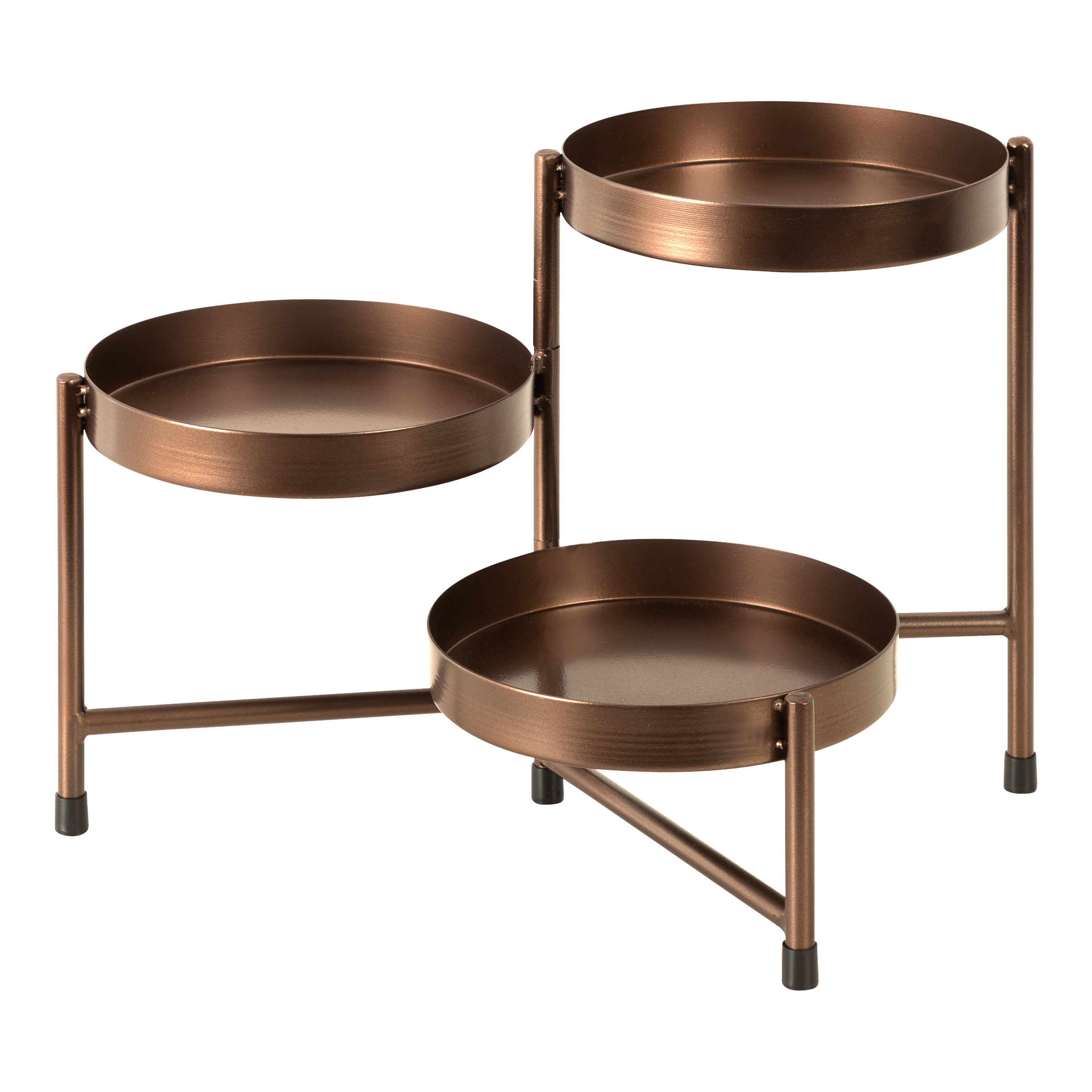 Kate and Laurel Finn 3-Tiered Plant Stand, 7.25 x 7.25 x 10, Bronze, Decorative Layered Tabletop Plant Stand for Display and Storage