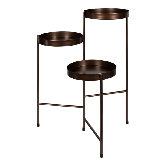 Kate and Laurel Finn Tri-Level Metal Plant Stand, Bronze, Decorative Hinged Tray Stand Display