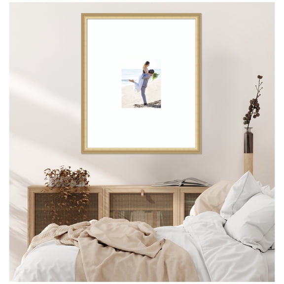 Kate and Laurel Florence Gold Rectangle Picture Frame 22x26 Matted to 8x10 Gold Classic Photo Frame for Gallery Wall Decor