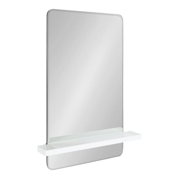 Kate and Laurel Fossett Frameless Rectangle Wall Mirror, 18 x 30, White, Decorative Shelf Mirror