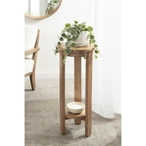Kate and Laurel Foxford Transitional Two-Tier Circle Plant Stand for Use as Living Room Pedestal Table or Small Bedroom Nightstand, 12x12x30, Natural