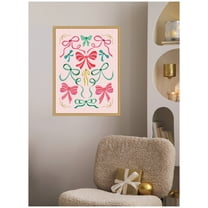 Kate and Laurel Framed Canvas Wall Art Print 'Christmas Bows' by Rachel Lee, 18 x 24 Sylvie Bright Gold Frame, Whimsical, Holiday Art for Wall Decor