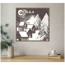 Kate and Laurel Framed Canvas Wall Art Print 'Magical Night' by Teju Reval, 22 x 22 Sylvie Dark Gold Frame, Whimsical, Holiday Art for Wall Decor