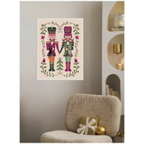 Kate and Laurel Framed Canvas Wall Art Print 'Nutcrackers' by Rachel Lee, 18 x 24 Sylvie Beaded White Frame, Whimsical, Animal Art for Wall Decor