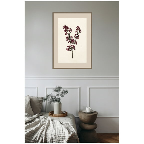 Kate and Laurel Framed Canvas Wall Art Print 'Silver and Pine 22' by Pam Vale, 23 x 33 Sylvie Dark Gold Frame, Vintage, Nature Art for Wall Decor