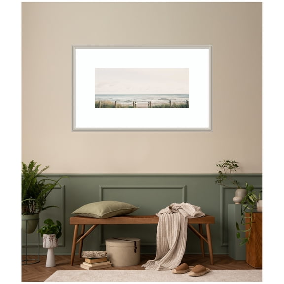 Kate and Laurel Framed Wall Art Print Pale Sky by Emiko and Mark Franzen F2 Images, 42 x 26, Florence Silver Frame, Coastal, Beach Art for Wall Decor