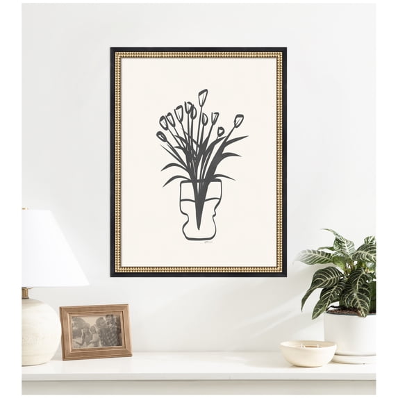 Kate and Laurel Framed Wall Art Print Tulips by Gabrielly Guedes, 20 x 26, Castellan Black Frame, Modern Contemporary, Flower Art for Wall Decor