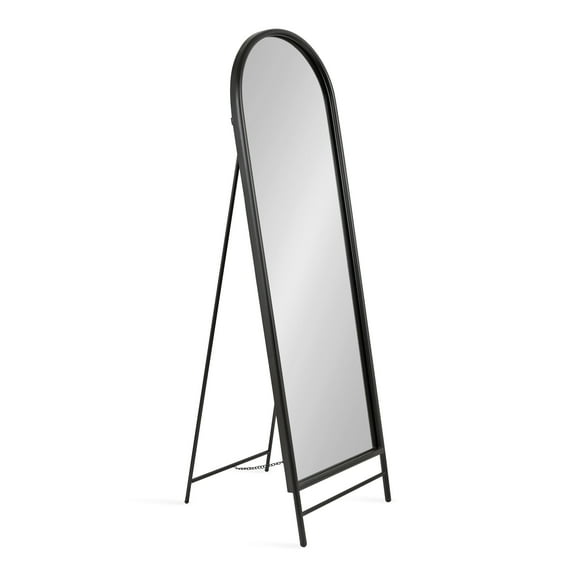 Kate and Laurel Gabrill Glam Easel Mirror, 18 x 58 Black, Decorative Full Length Mirror with Arch Shape