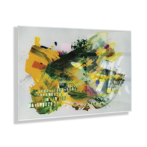 Kate and Laurel Garden of a Split Second Painting Floating Acrylic Art by Grant Mahr, 23x31, Decorative Abstract Art with Natural Color Palette