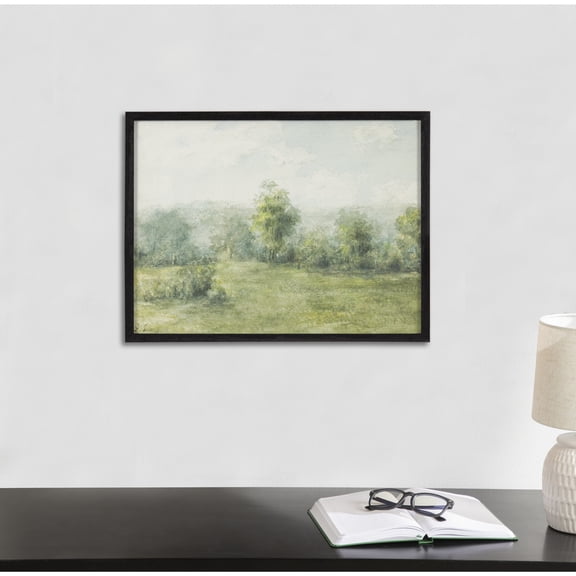 Kate and Laurel George Inness Landscape Framed Wall Art, 16x12 Black, Soft Nature Tree Landscape Art for Wall