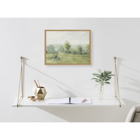 Kate and Laurel George Inness Landscape Framed Wall Art, 16x12 Gold, Soft Nature Tree Landscape Art for Wall