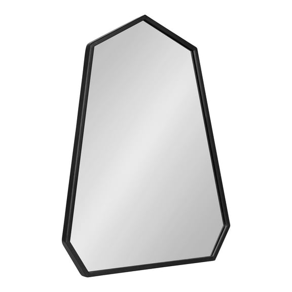 Kate and Laurel Hammell Midcentury Framed Wall Mirror, 23 x 30, Black, Geometric Heptagon Mirror