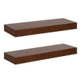 thumbnail image 1 of Kate and Laurel Havlock Wood Shelf Set, Walnut Brown 2 Piece 24 inch, 1 of 9