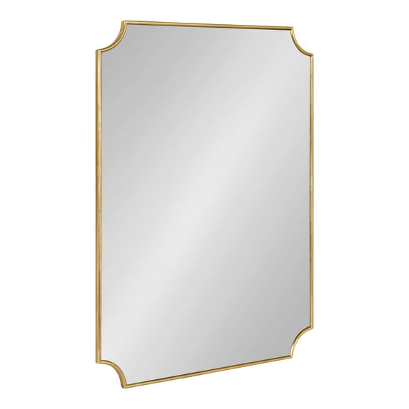 Kate and Laurel Healey Glam Scalloped Wall Mirror, 22 x 30, Gold, Minimal Scallop Mirror for Classic Traditional Wall Decor
