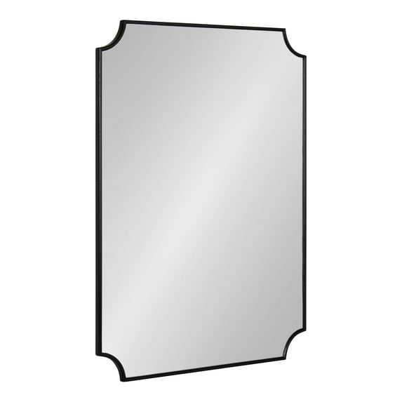 Kate and Laurel Healey Modern Scalloped Wall Mirror, 22 x 30, Black, Minimal Scallop Mirror for Classic Traditional Wall Decor