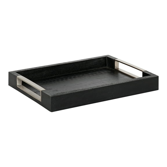 Kate and Laurel Heller Decorative Wood Tray, Black 12x16