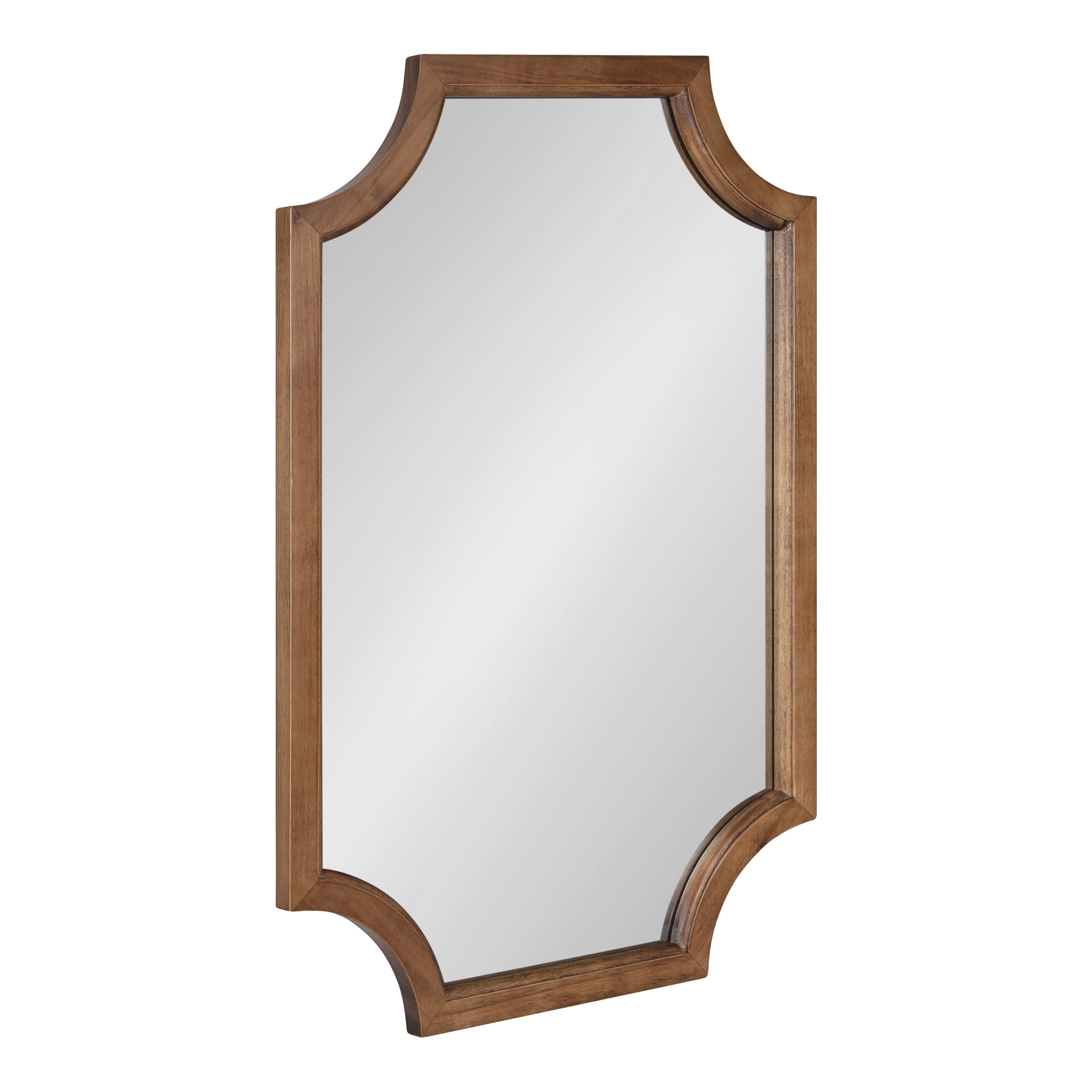 Rustic Brown Scalloped Rectangular Wood Wall Mirror