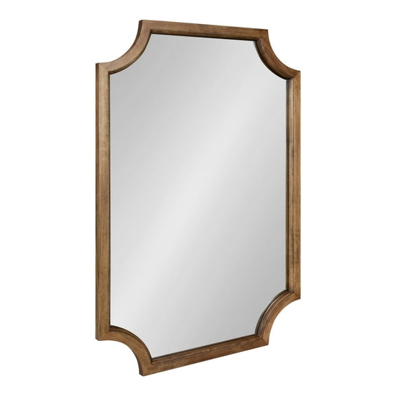 Kate and Laurel Hogan Farmhouse Wood Framed Wall Mirror, 24 x 36, Rustic Brown, Modern Wall Accent with Scalloped Corners