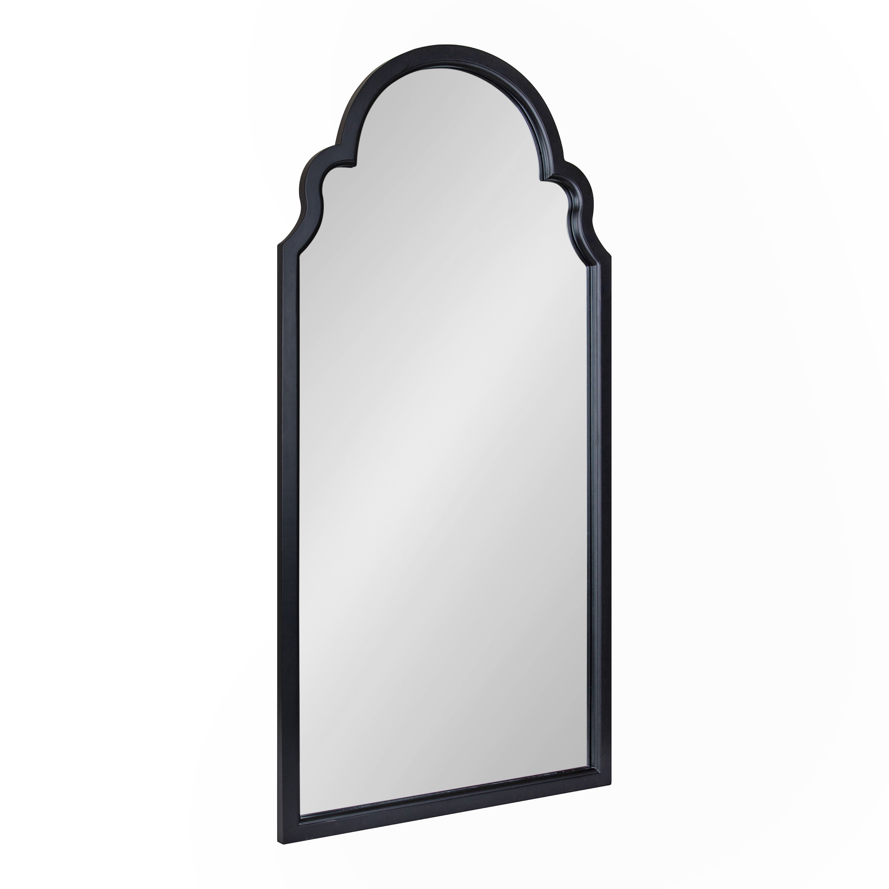 Hogan Scalloped Arch Black Wall Mirror 54.5" Glam Vanity Decor