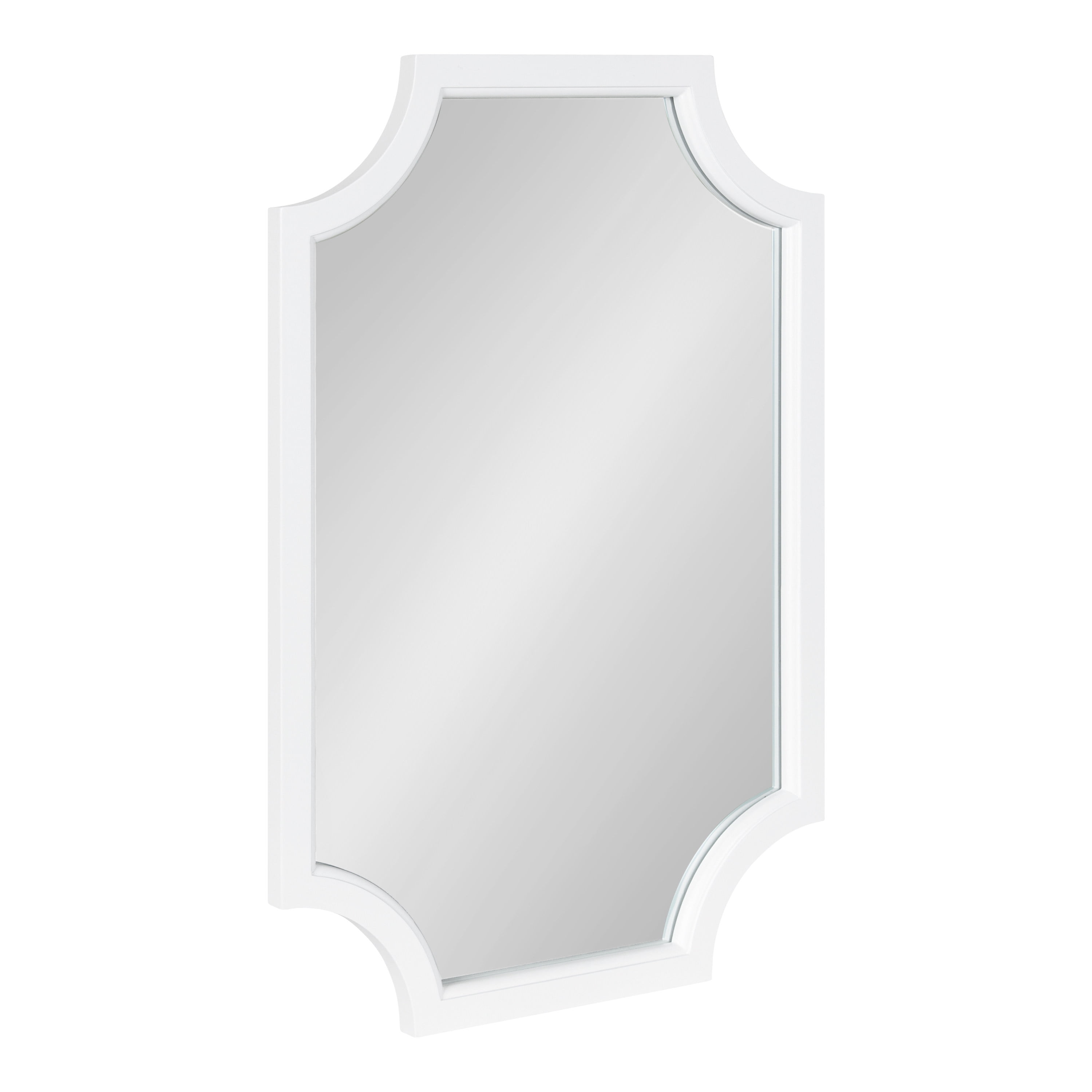 White Scalloped Rectangular Wood Vanity Mirror