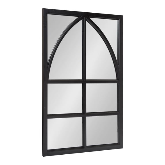 Kate and Laurel Hogan Modern Wooden Framed Rectangular Wall Mirror with Arch Overlay Detail, Black 24x36