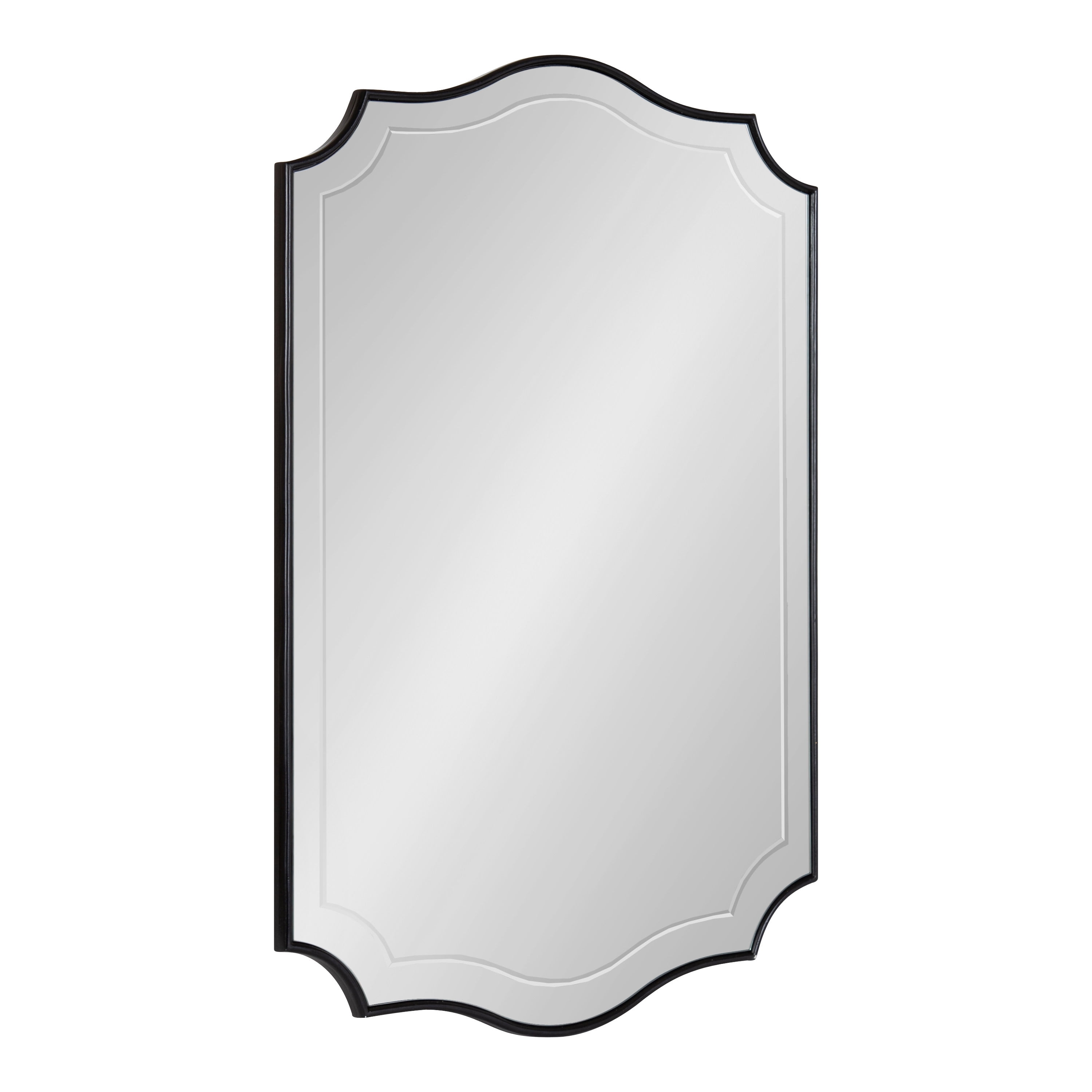 Hollyn 36''x25'' Traditional Black Wood Scalloped Wall Mirror