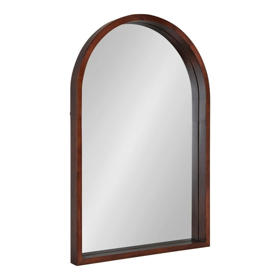 Kate and Laurel Hutton MidCentury Modern Farmhouse Arch MIrror, 24" x 36", Walnut Brown Finish